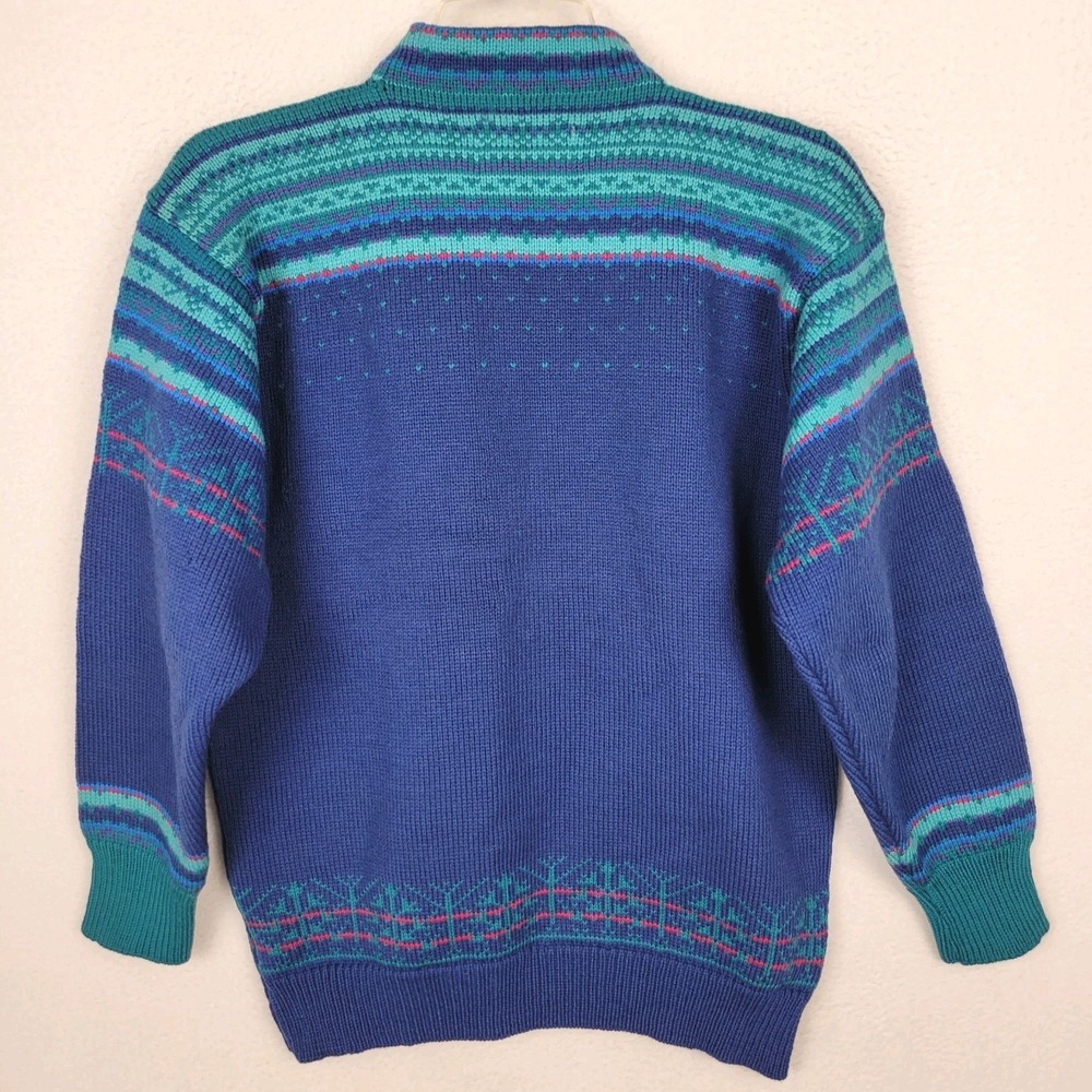 Vintage Stowe Woolens Sweater Womens Large Blue Wool Nordic USA Made - Picture 5 of 9